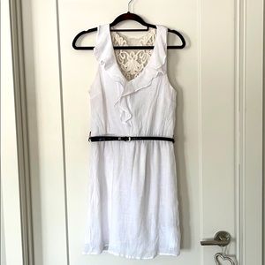 White sleeveless mini dress with lace back